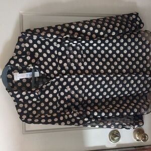 Chico's Black Blouse with Gold Polka Dots